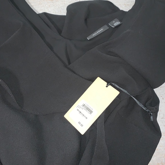 NWOT Halogen Black Tie Ruffle sleeve top Blouse - Picture 2 of 3